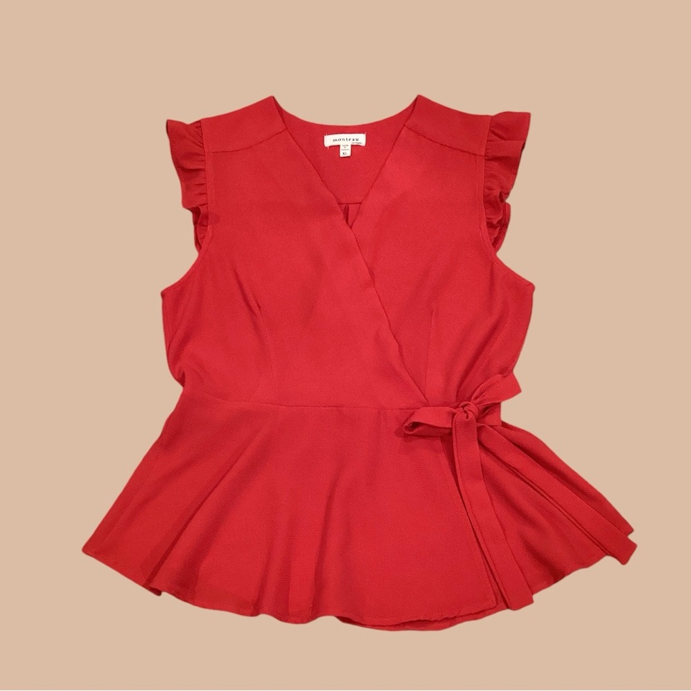 Monteau Peplum Red Top, size Xl